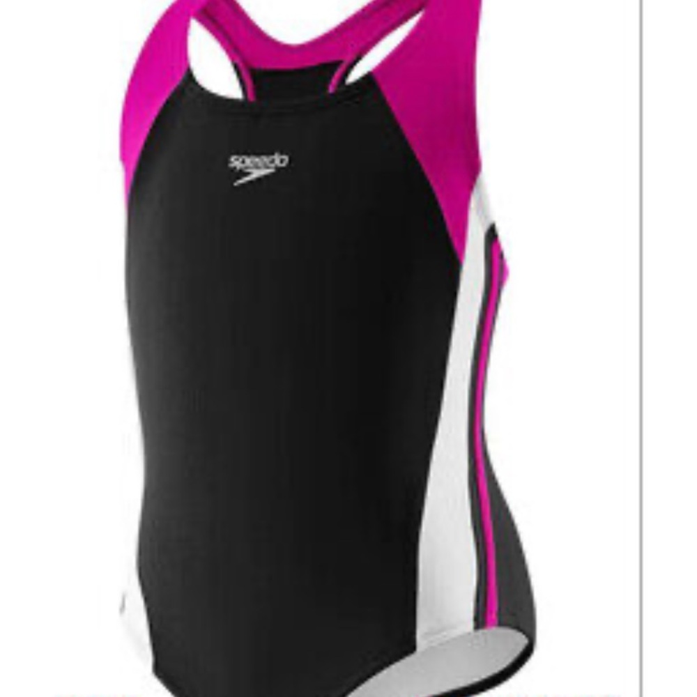 New Speedo Girls Black and Magenta Swimsuit